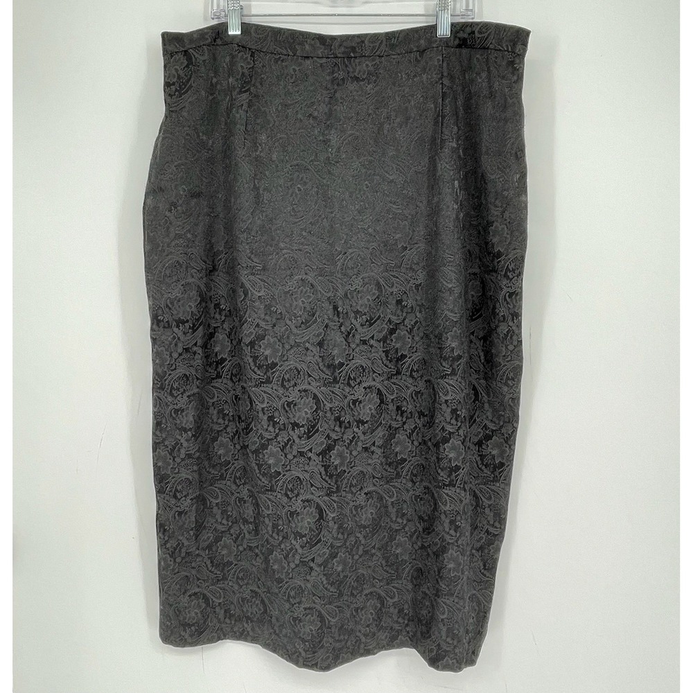 Massi Women's Gray Paisley Jacquard Brocade Straight Pencil Skirt Plus Size 20W